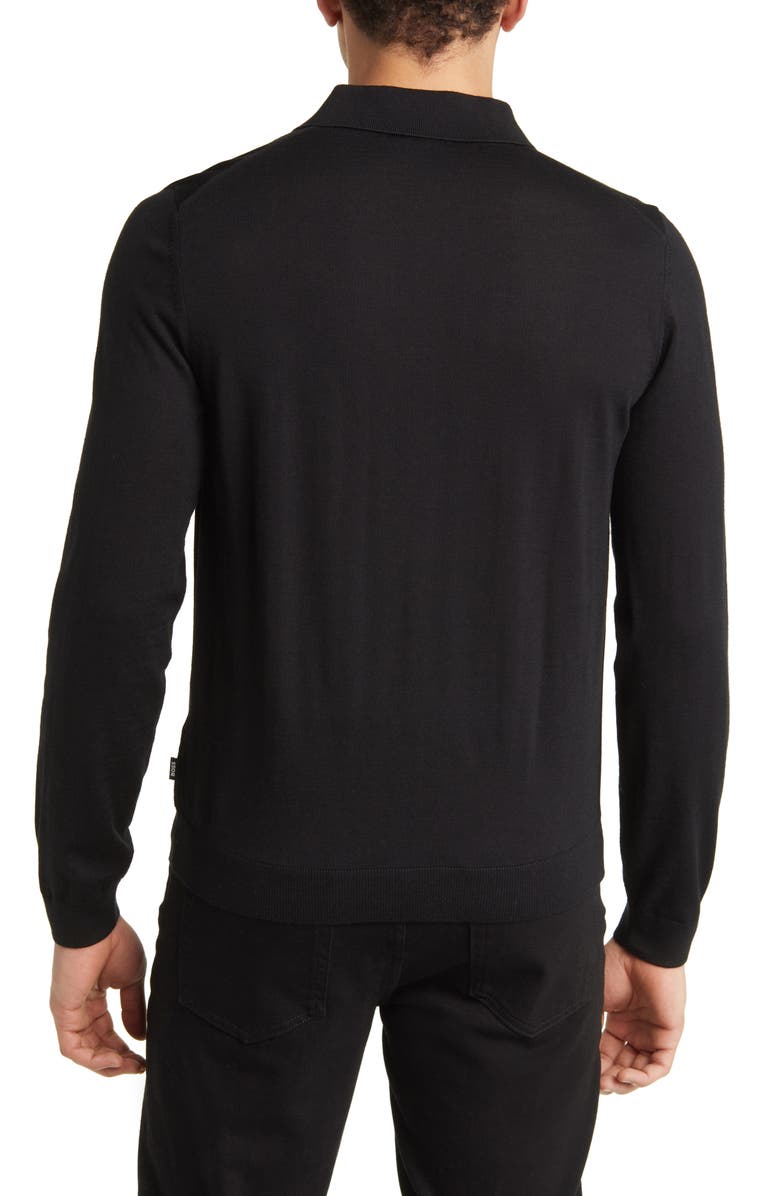 BOSS Lancione Wool Polo Sweater, Alternate, color, Black