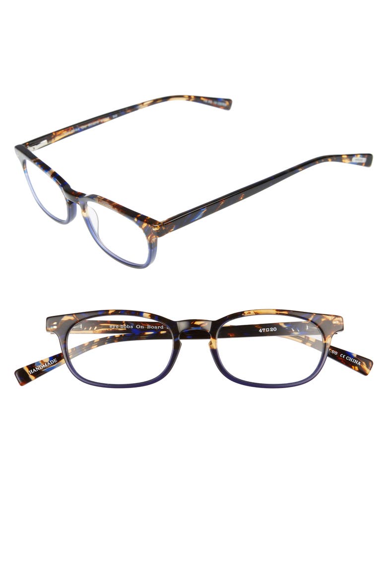 On Board 47mm Rectangular Reading Glasses, Alternate, color, BLUE TORTOISE
