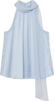 Reiss Andrea Sleeveless Satin Scarf-Neck Top