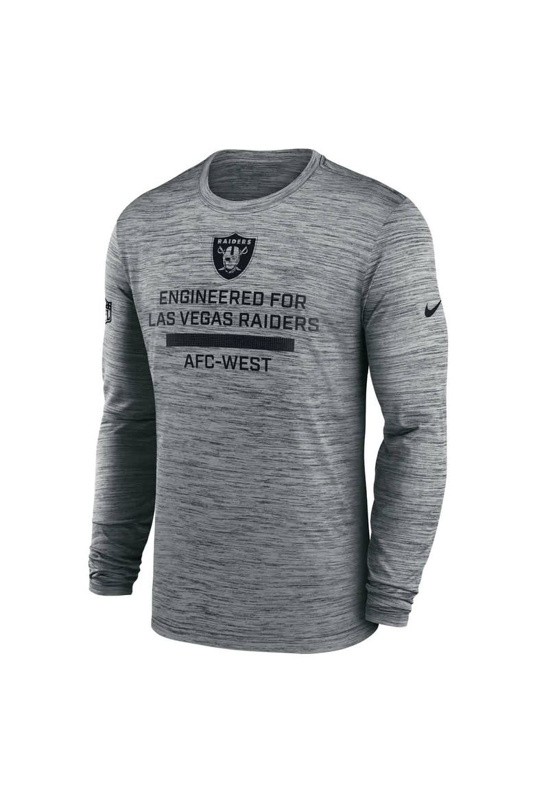 Men's Nike Gray Las Vegas Raiders Sideline Velocity Performance Long Sleeve T-Shirt, Alternate, color, Gray