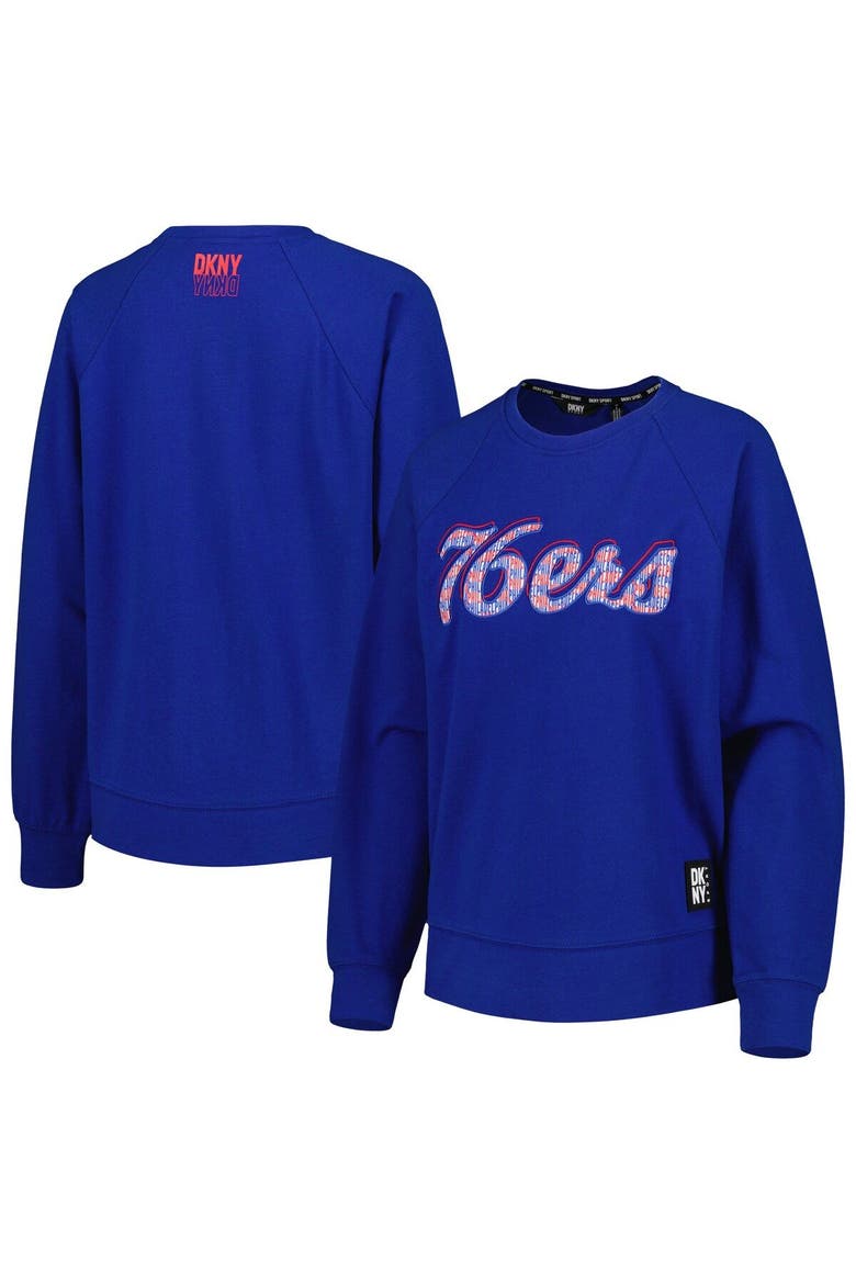 Women's DKNY Sport Royal Philadelphia 76ers Regina Raglan Pullover Sweatshirt, Main, color, Royal