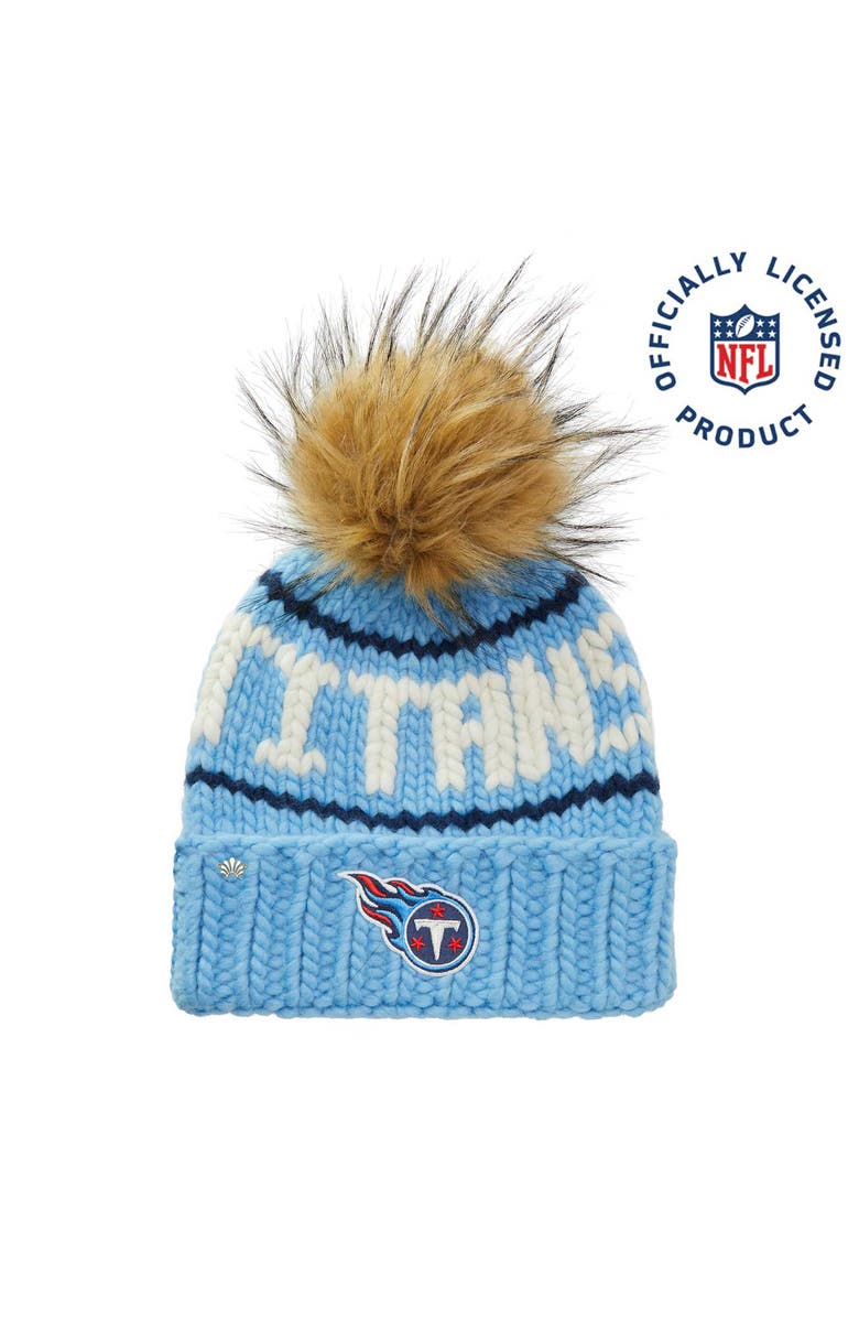 Lele Sadoughi Sky Titans Nfl Beanie With Faux Fur Pom, Main, color, Sky 400