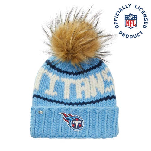 Lele Sadoughi Sky Titans Nfl Beanie With Faux Fur Pom In Blue