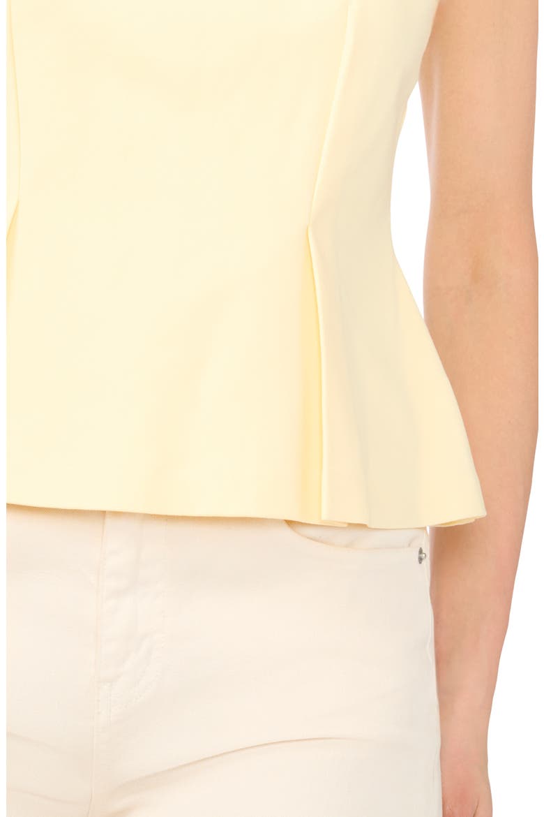 Pleated Ponte Peplum Top, Alternate, color, LEMON CREAM