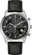 BULOVA Sutton Leather Strap Chronograph Watch, 41mm