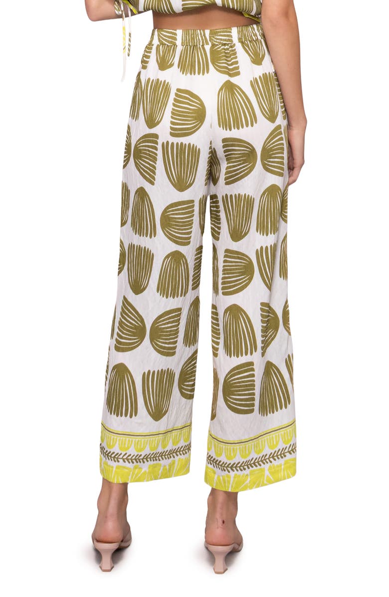 MELLODAY Abstract Print Wide Leg Pants, Alternate, color, Chartreuse/ White Shell
