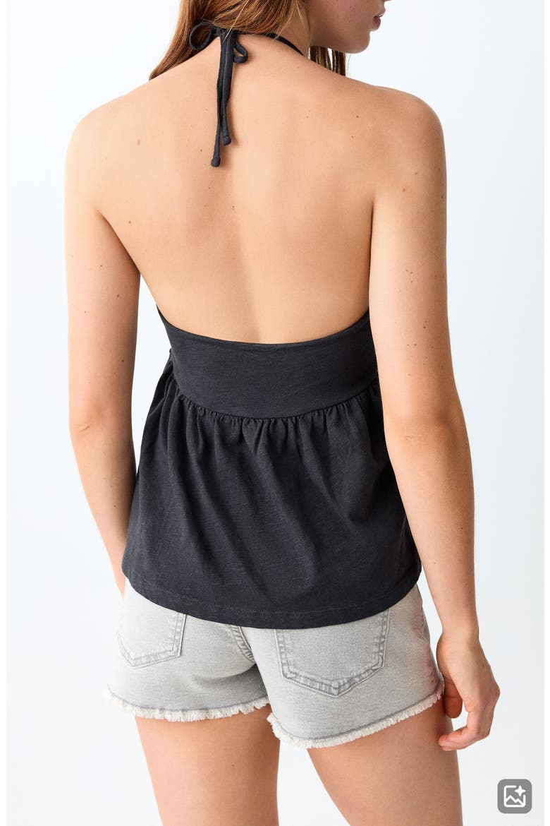 Sequin Embroidered Cotton Halter Top, Alternate, color, CHARCOAL