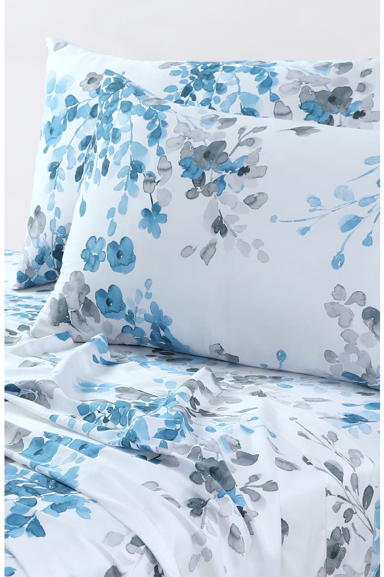 300 Thread Count Organic Cotton Sateen Sheet Set, Alternate, color, GREY MULTICOLOR