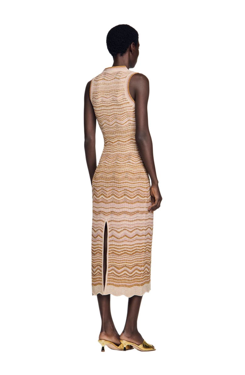 SANDRO Fancy knit maxi dress, Alternate, color, Brown