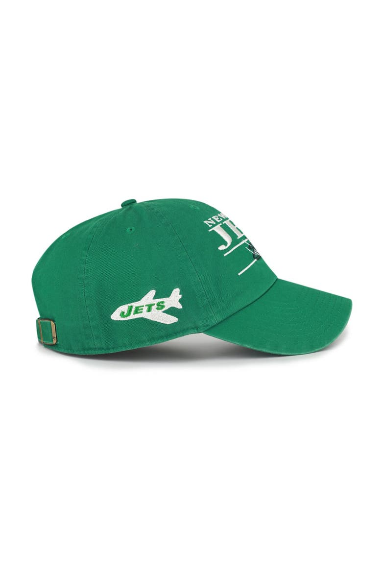 Men's '47 Kelly Green New York Jets Throwback Graphic Clean Up Adjustable Hat, Alternate, color, Kelly Green