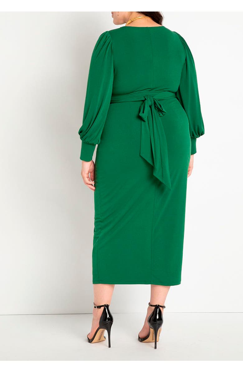 ELOQUII Cross Front Midi Dress, Alternate, color, Carbon