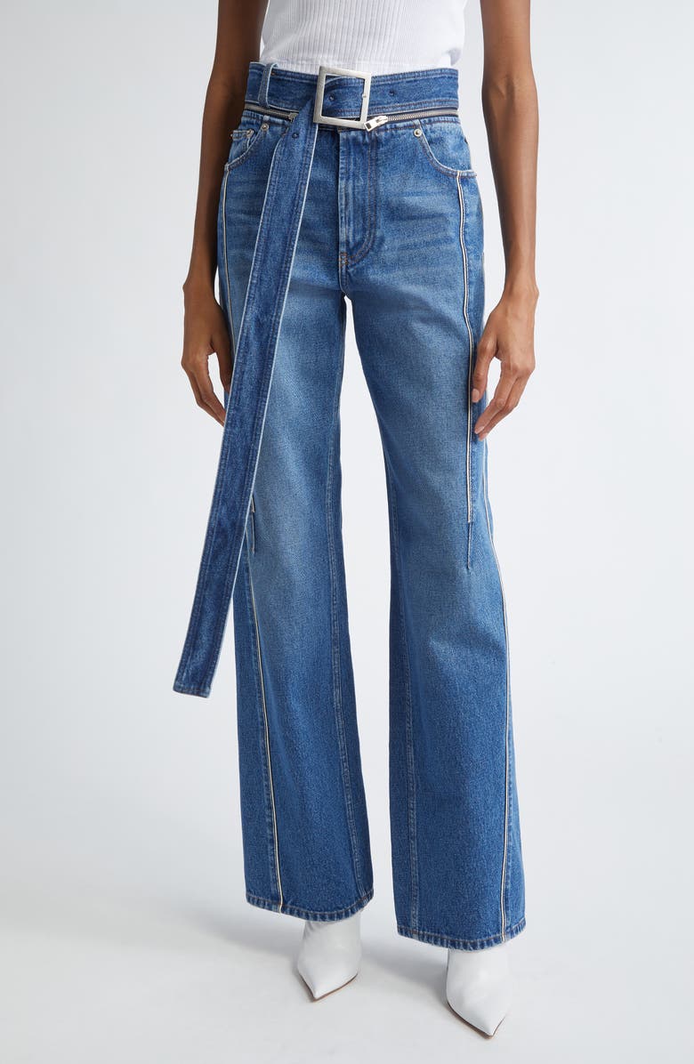 Jean Paul Gaultier The Belted Wide Leg Jeans, Main, color, 