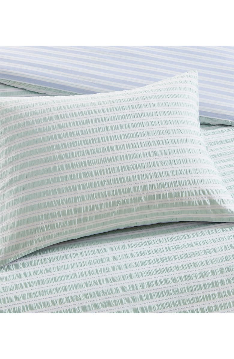 Peri Home Seersucker Stripe Duvet Cover & Pillow Shams Set, Alternate, color, Green/ Blue