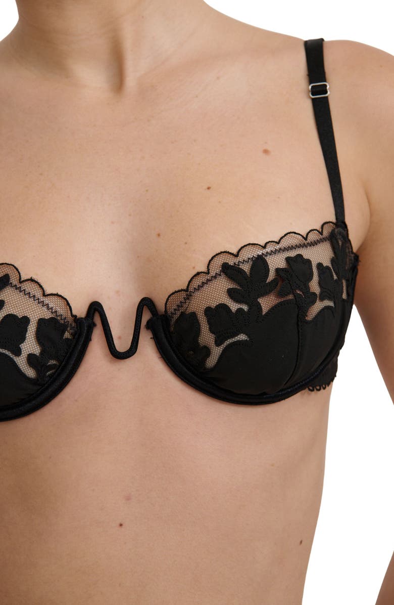 Kat The Label St Clair Embroidered Underwire Bra, Alternate, color, Black