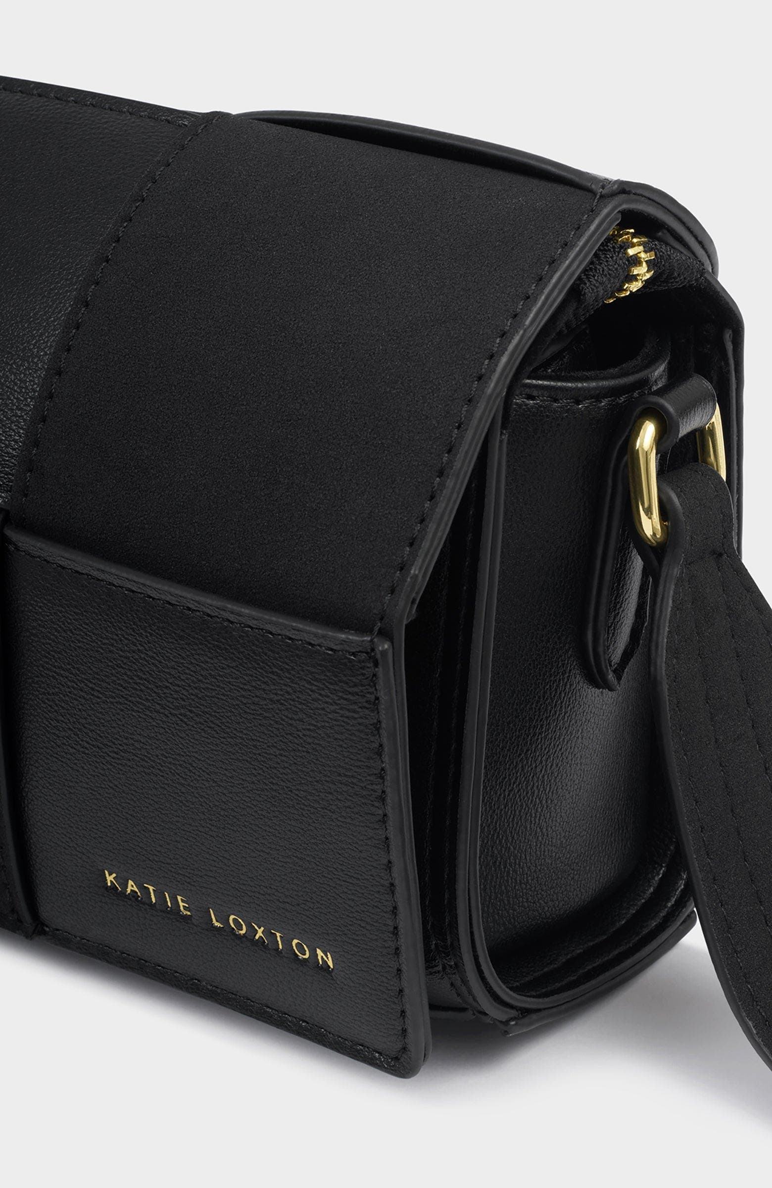 Katie Loxton Taya Crossbody Bag, Alternate, color, Black / Black Suedette