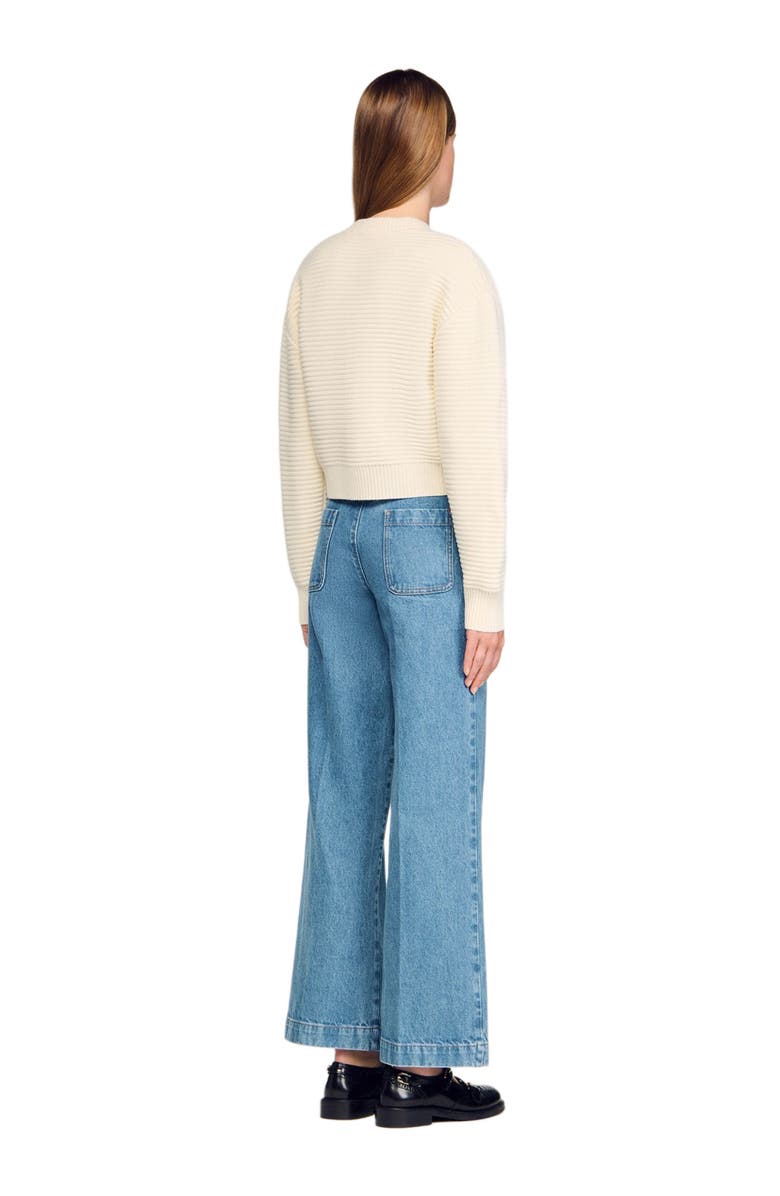 SANDRO Textured knit cardigan, Alternate, color, Ecru