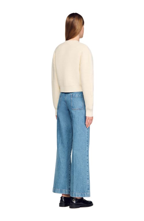 Sandro Textured Knit Cardigan In White