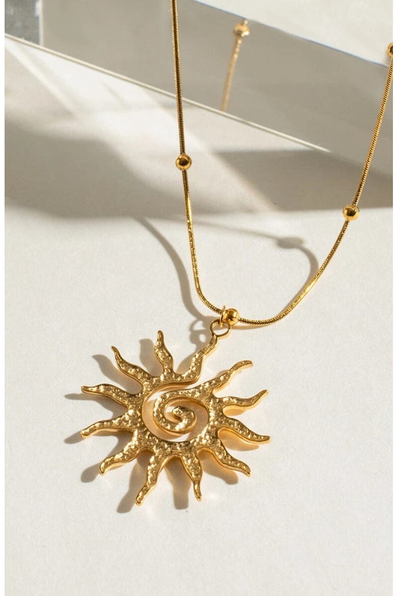 Vortex Sun Pendant Necklace, Alternate, color, Gold
