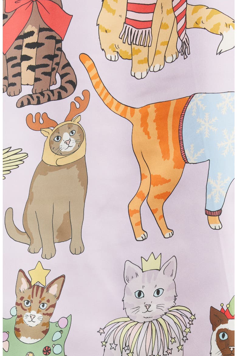 Christmas Cats Recycled Polyester Pajamas, Alternate, color, LILAC