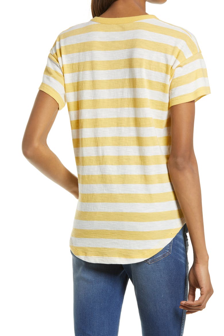 Whisper Cotton Stripe Crewneck T-Shirt, Alternate, color, CHAMOMILE TEA