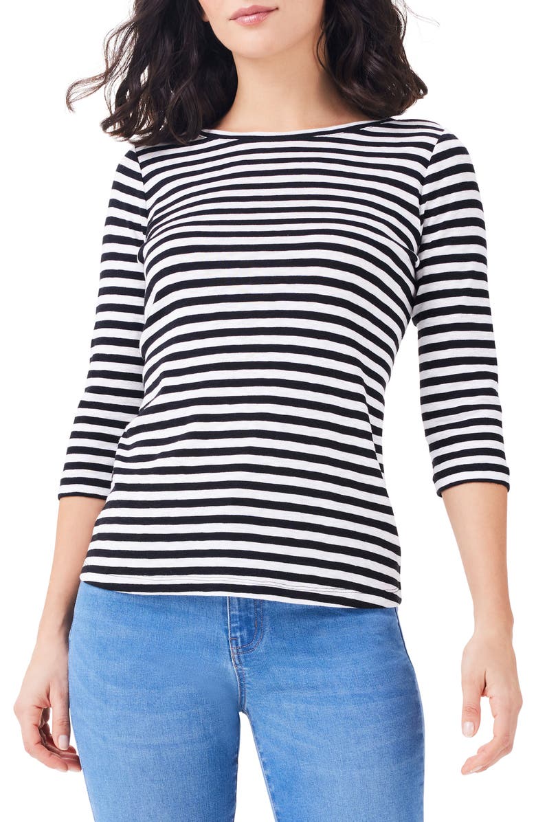 NZT by NIC+ZOE Stripe Bateau Neck Cotton Blend Top, Main, color, 
