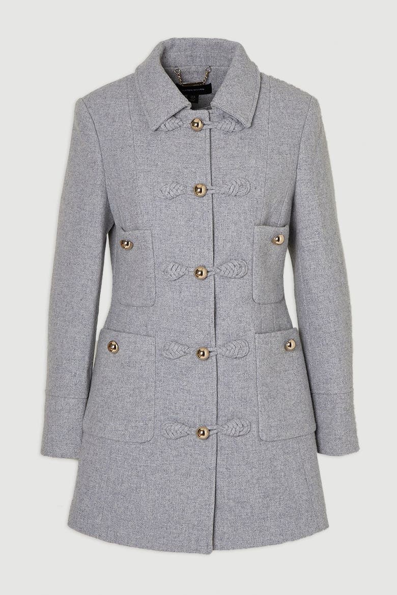 Sculpted Midi Knot-Front Occasion Coat, Alternate, color, Grey Marl