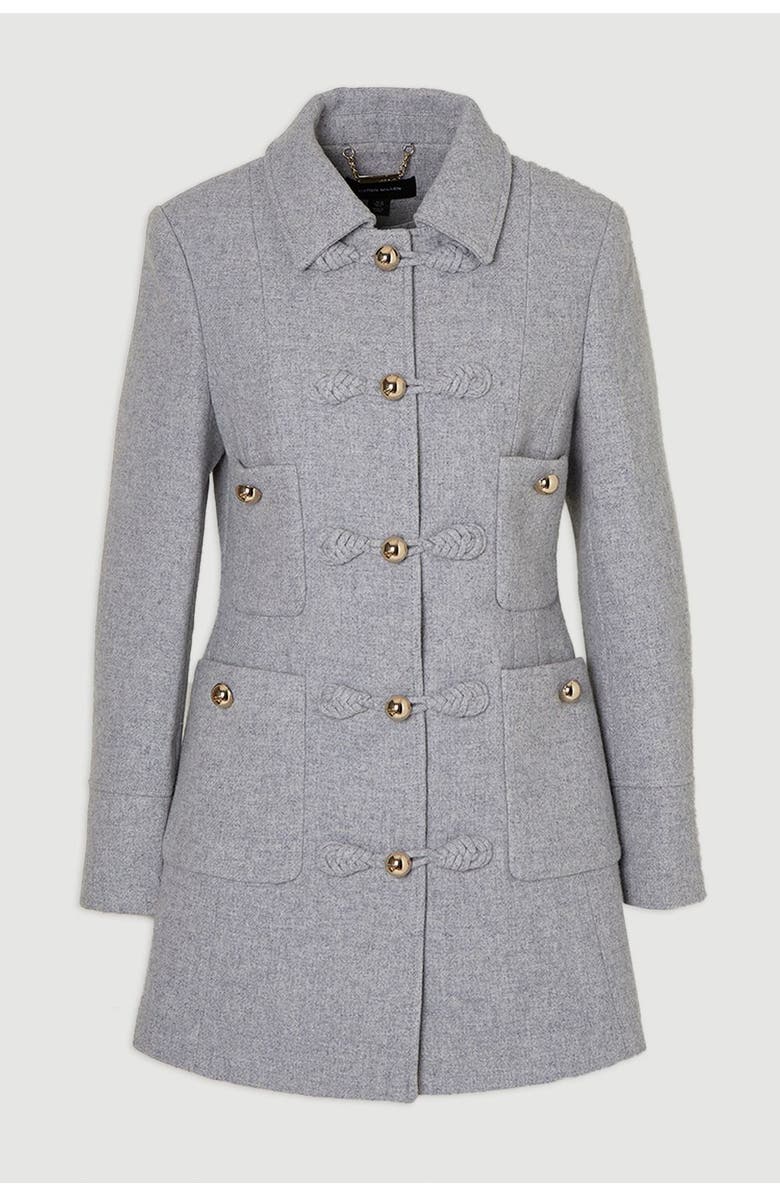 Karen Millen Sculpted Midi Knot-Front Occasion Coat, Alternate, color, Grey Marl