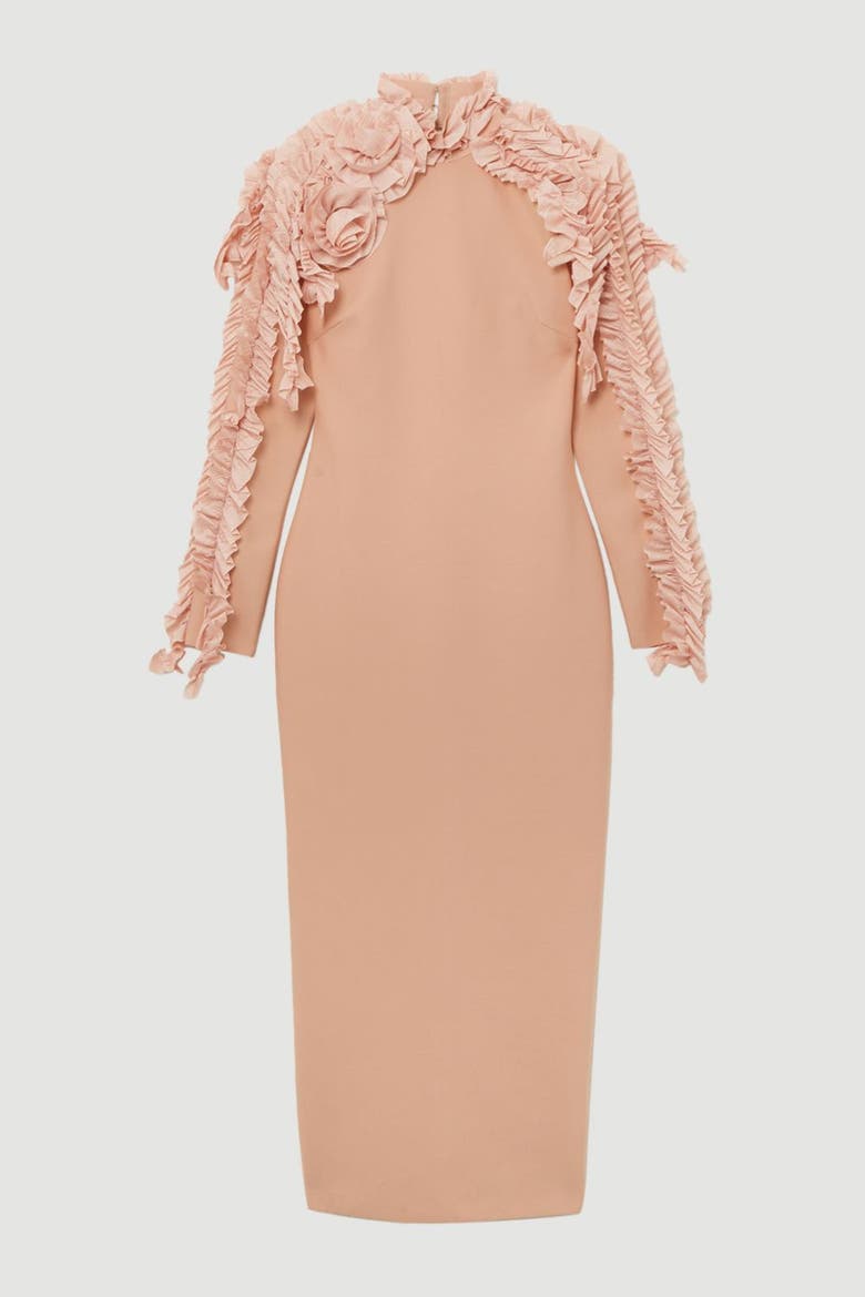 Petite Bandage Detail Midi Dress, Alternate, color, Blush