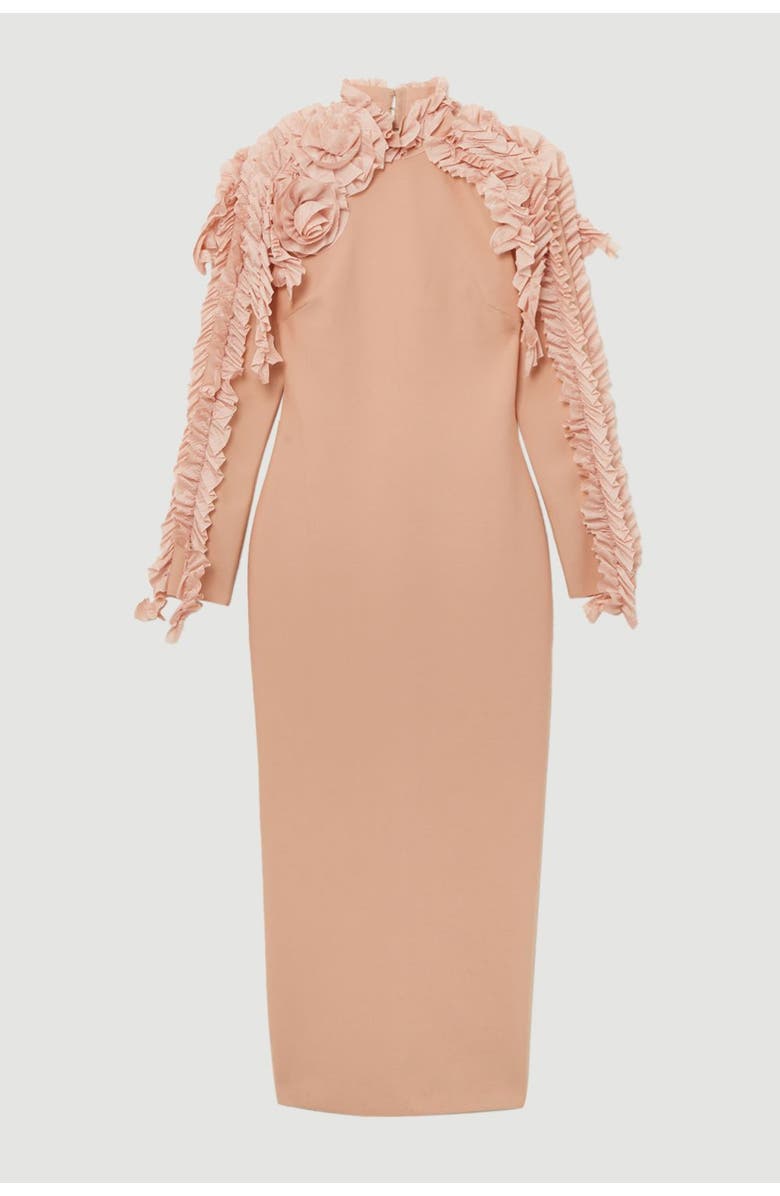 Karen Millen Petite Bandage Detail Midi Dress, Alternate, color, Blush