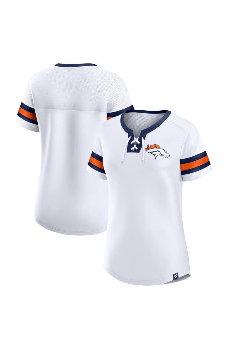 FANATICS Women's Fanatics Branded White Denver Broncos Sunday Best Lace-Up T-Shirt, Main, color,
