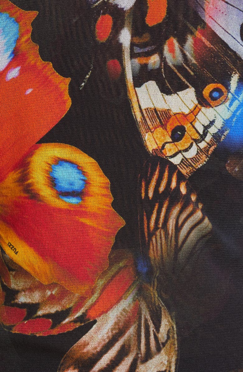 Fuzzi Butterfly Print Flare Cuff Top, Alternate, color, 