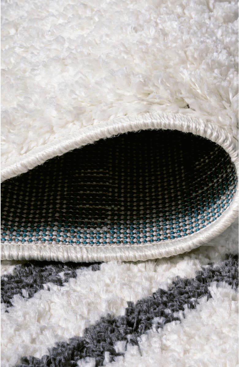 JONATHAN Y Petra Stripe Geometric Shag Area Rug, Alternate, color, White/Gray