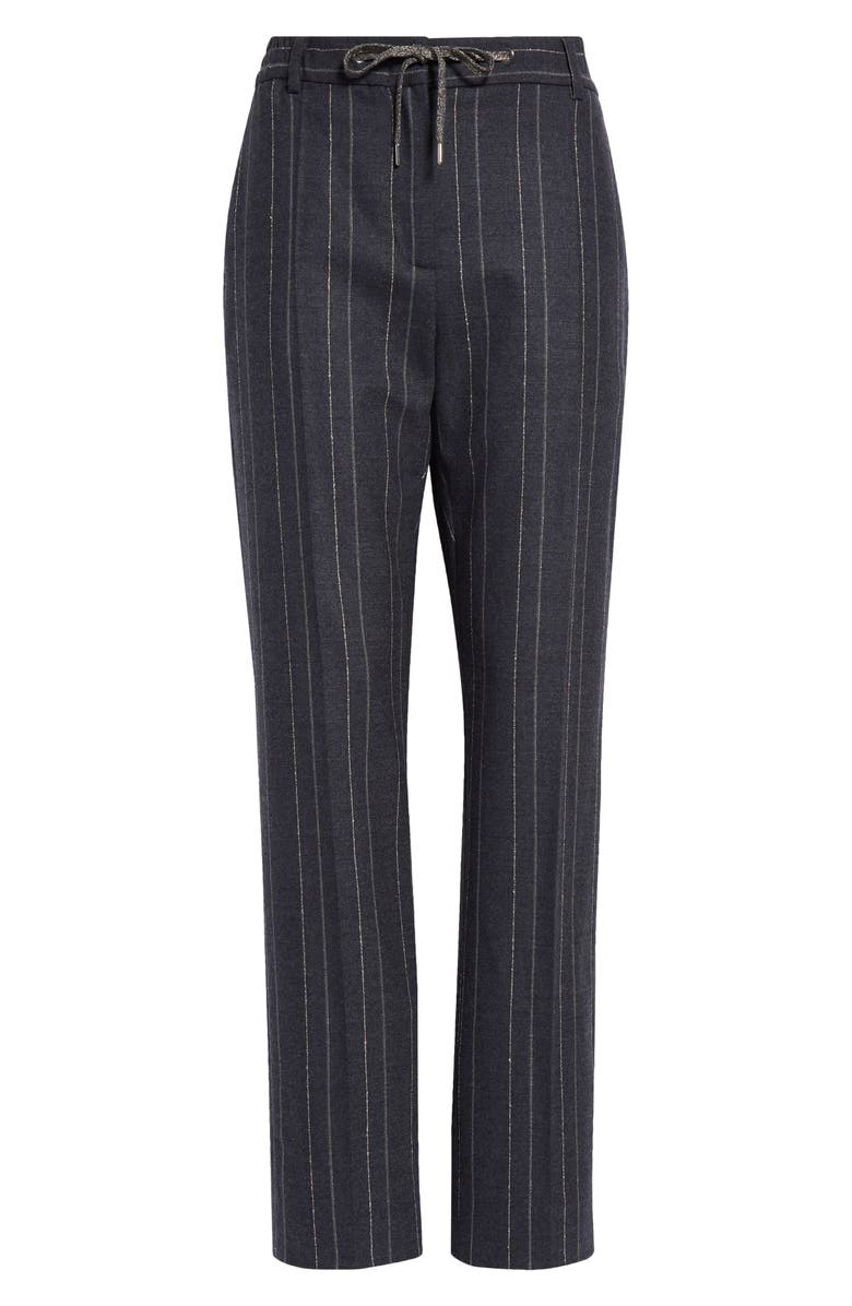 Eleventy Pinstripe Sparkle Stretch Virgin Wool Pants, Alternate, color,