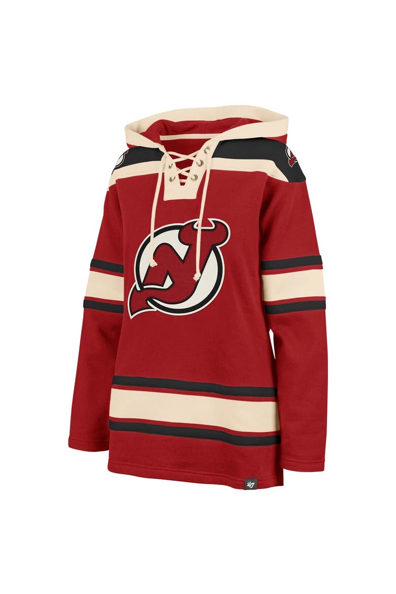 Women's '47  Red New Jersey Devils Superior Lacer Pullover Hoodie, Alternate, color, Red