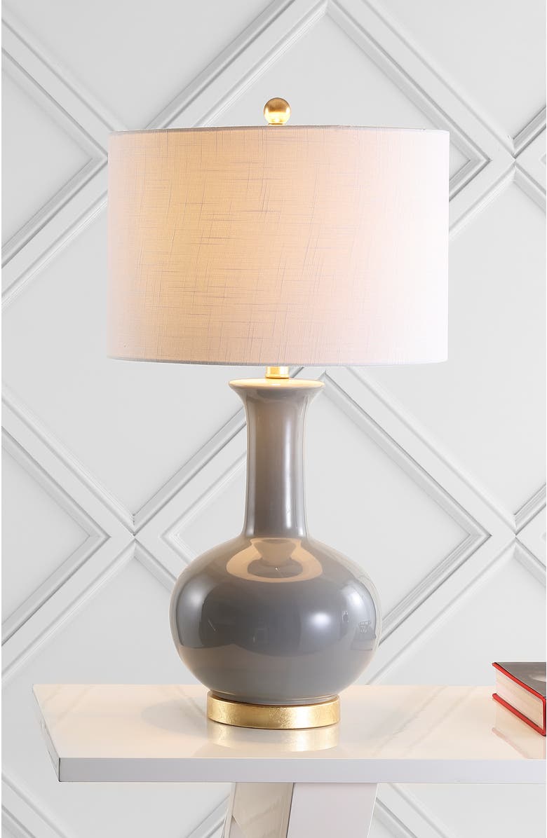 JONATHAN Y Brussels 27" Contemporary Transitional Ceramic/Metal LED Table Lamp, Alternate, color, Gray