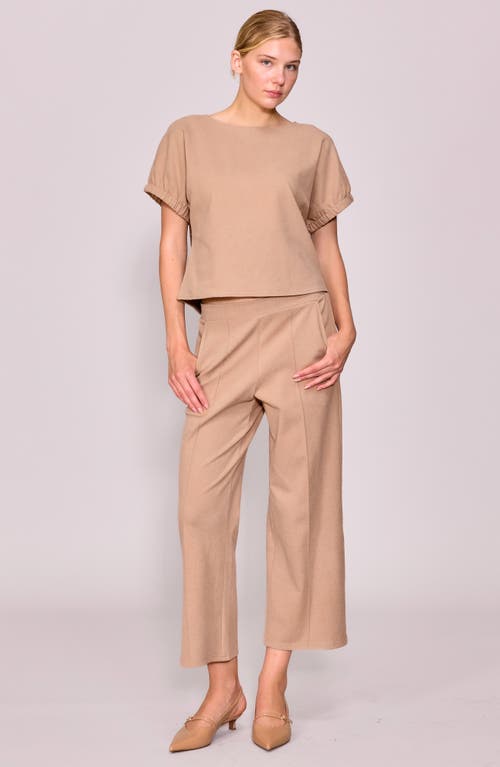 Melloday Knit Pintuck Ankle Pants In Pink