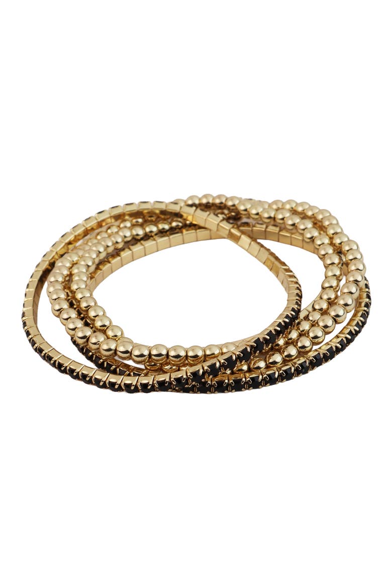 Crystal Stretch Bracelet Set, Main, color, BLACK