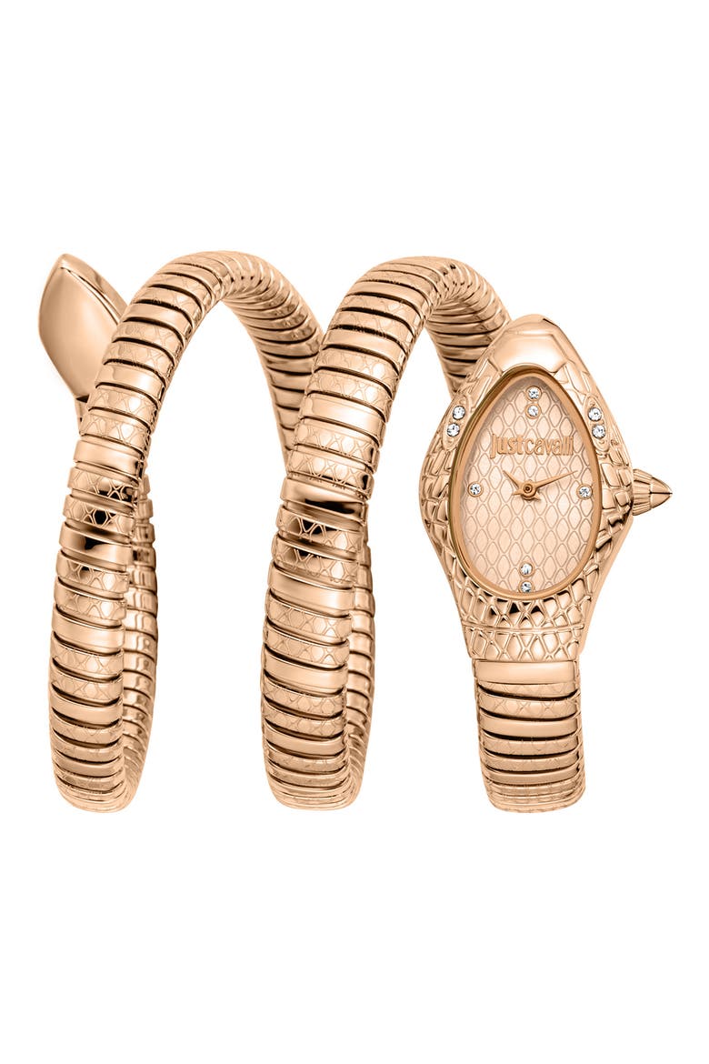 Snake Wraparound Bracelet Watch, 20mm x 34.5mm, Main, color, ROSE GOLD