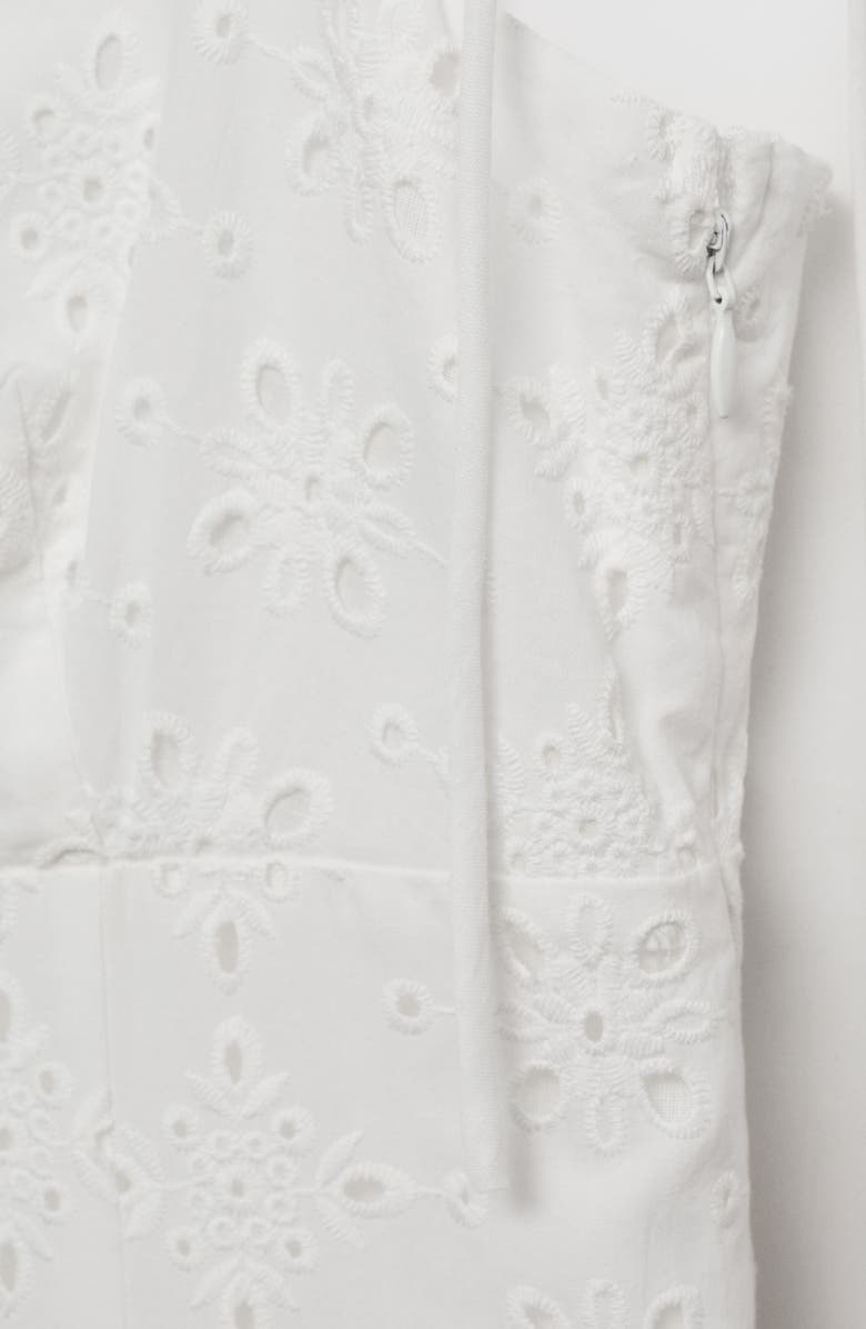 MANGO Cotton Eyelet Midi Dress, Alternate, color, White