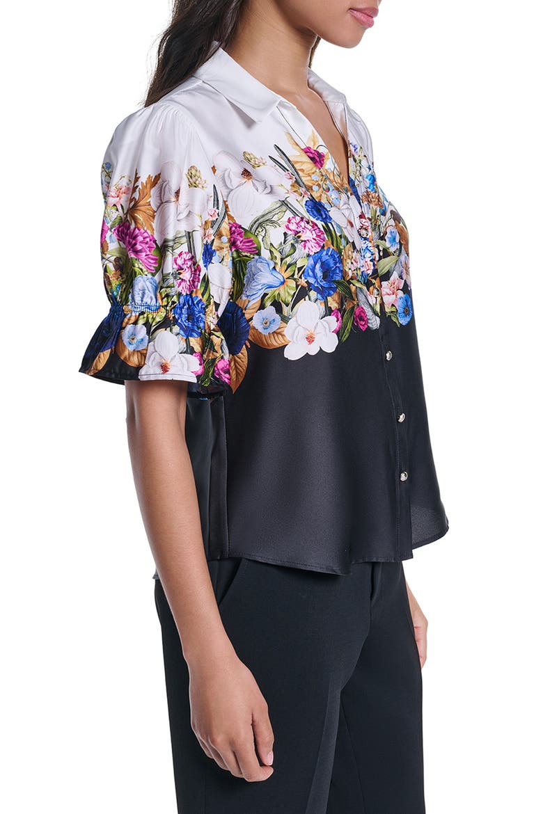 Floral Ombre Shirt, Alternate, color, SOFT WHITE/ BLACK MULTI