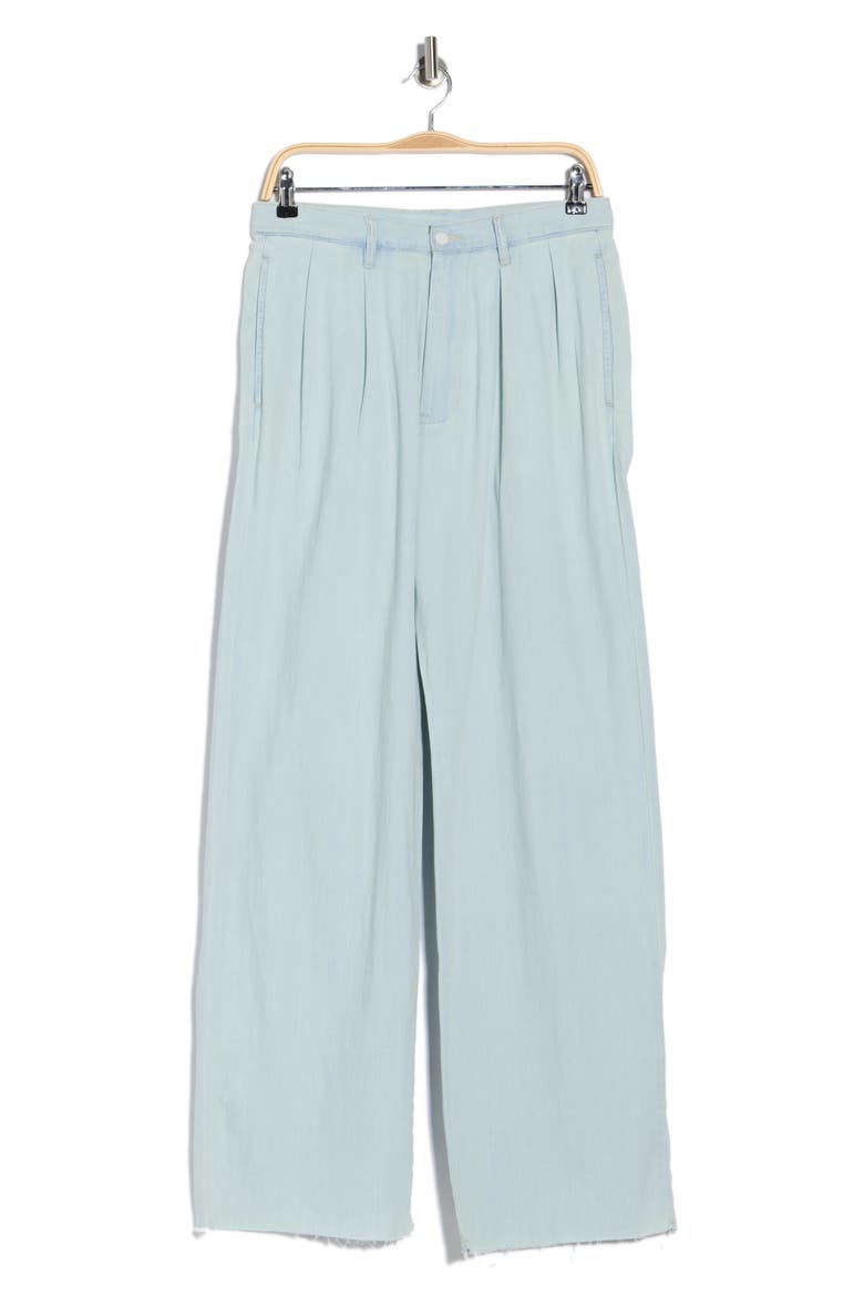 Blaire Double Pleated Raw Hem Wide Leg Pants, Alternate, color, SUNFADED BLUE