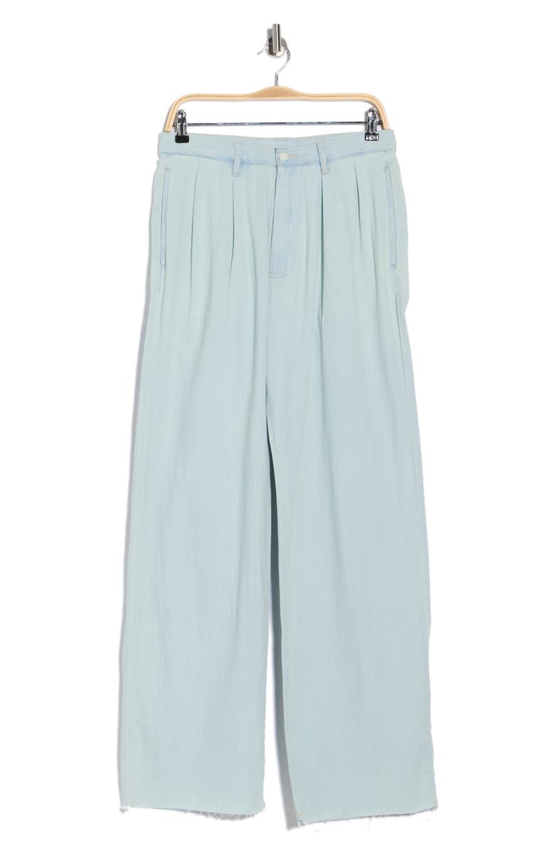 DENIMIST Blaire Double Pleated Raw Hem Wide Leg Pants, Main, color, Sunfaded Blue