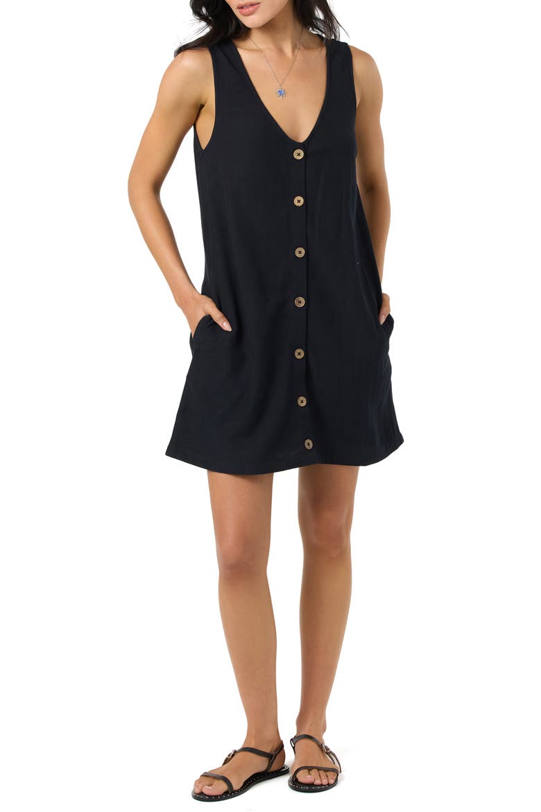 Sanders Button-Up Minidress, Alternate, color, BLACK