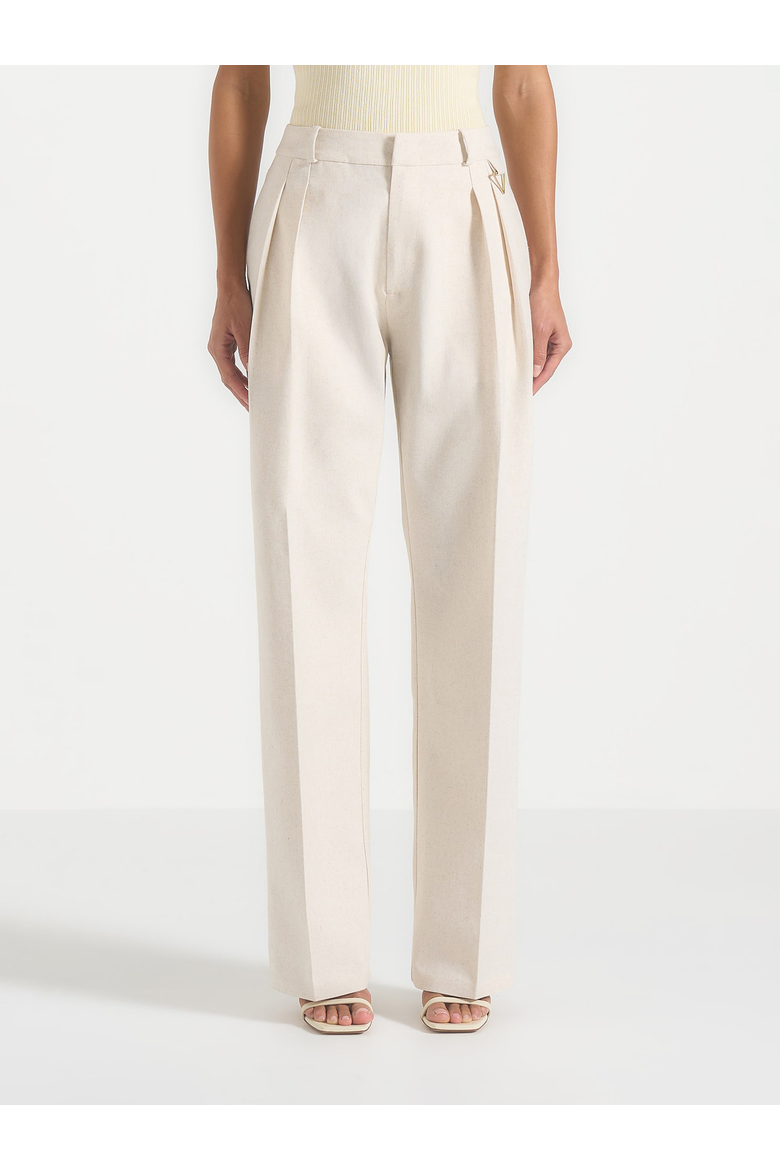 Julie Linen  Pleat Trousers, Alternate, color, Natural