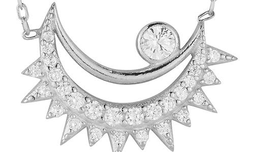Glaze Jewelry Cubic Zirconia Crescent Moon Pendant Necklace In Metallic