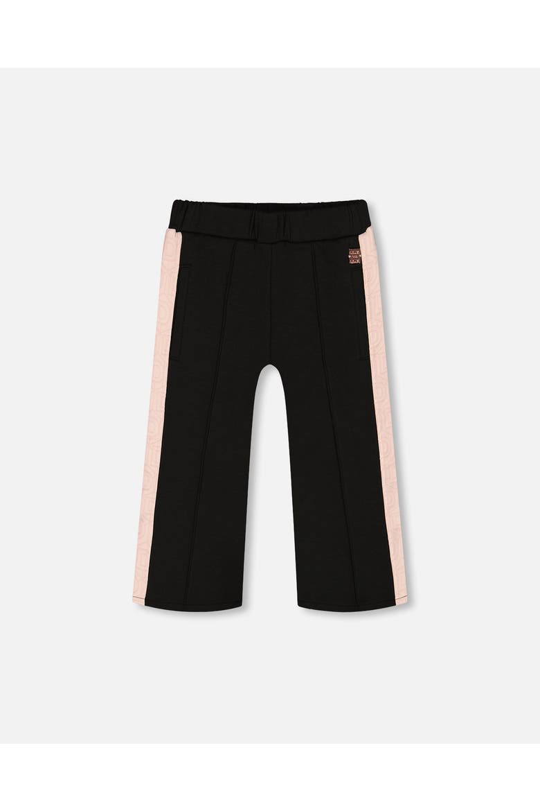 Girl's Cropped Wide Leg Pant With Contrast Band Black, Alternate, color, Anthracite