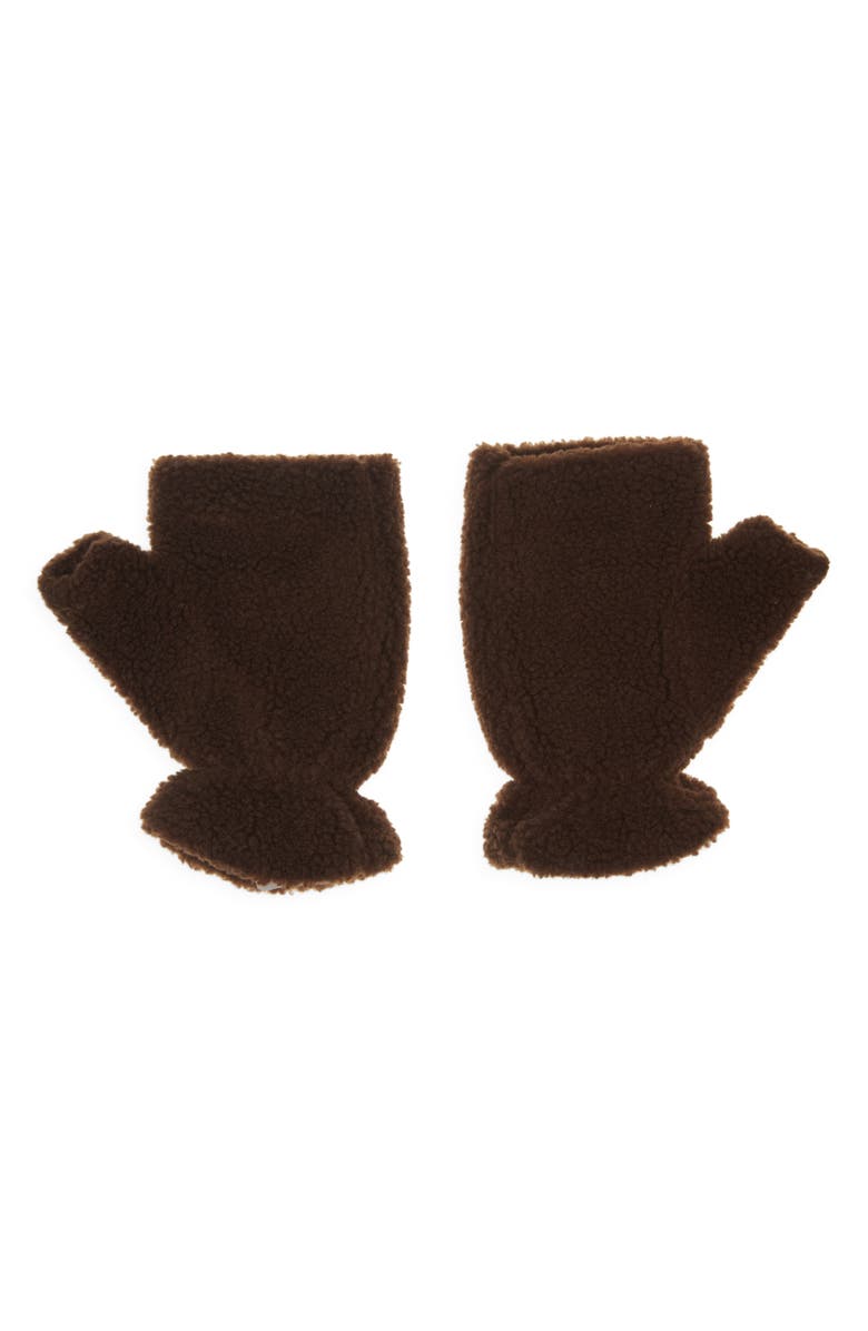 Moncler Fleece Fingerless Gloves, Alternate, color, Black Coffee