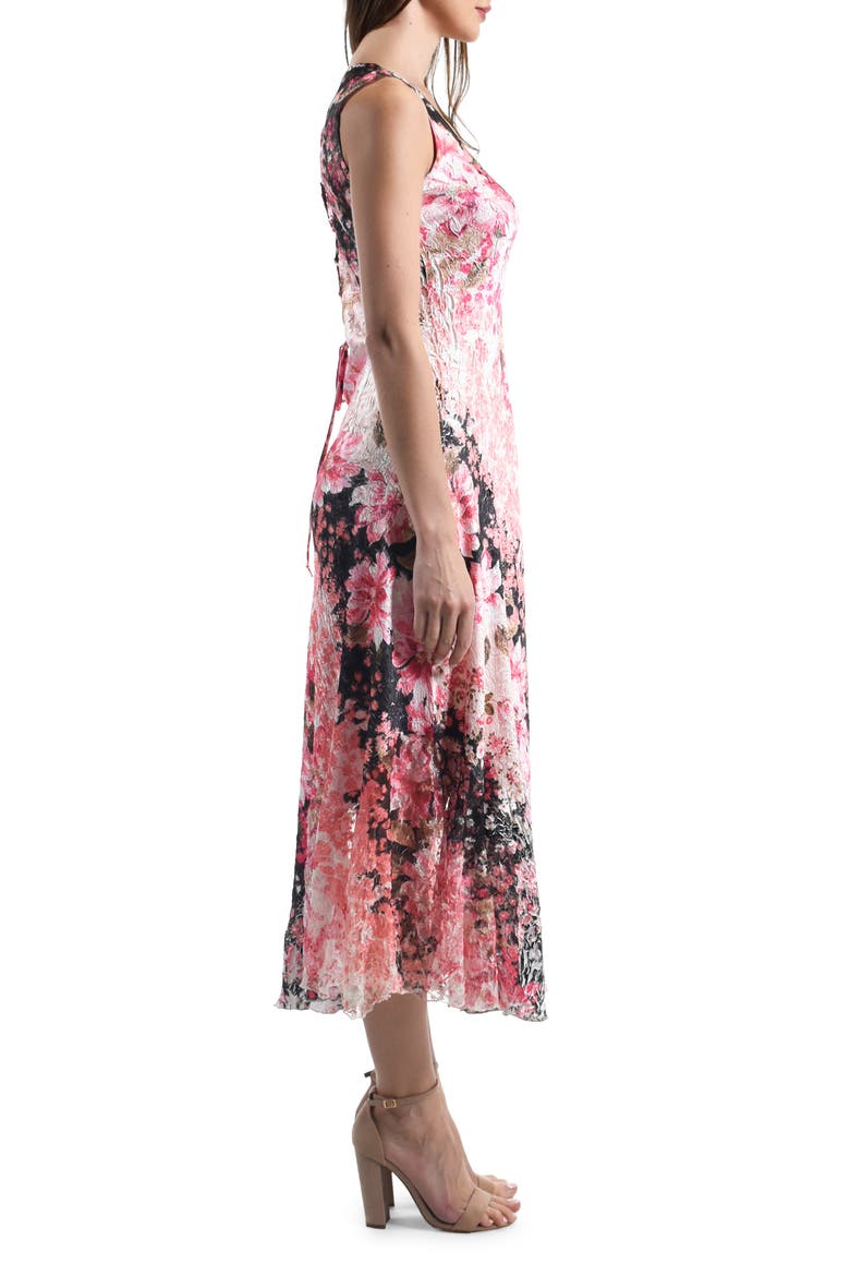 Lace-Up Back Charmeuse Maxi Dress, Alternate, color, CORAL SUNRISE