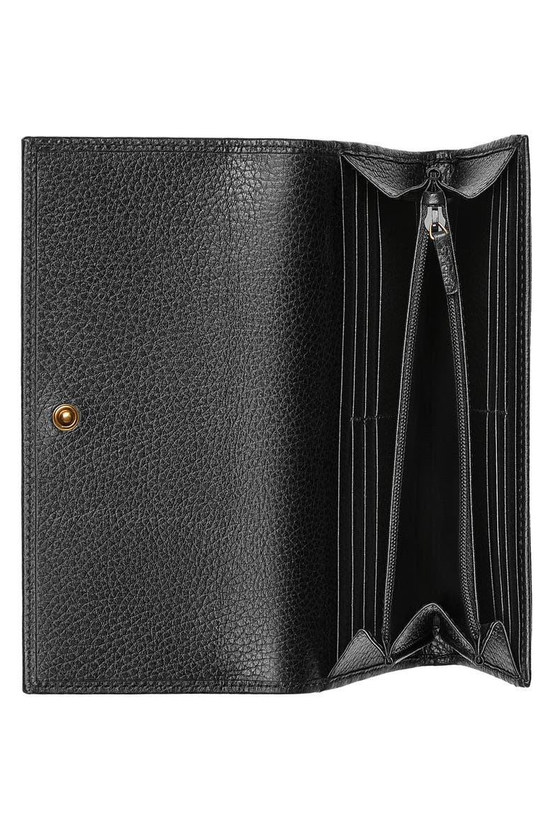 Farfalla Leather Continental Wallet, Alternate, color, NERO/ CRYSTAL