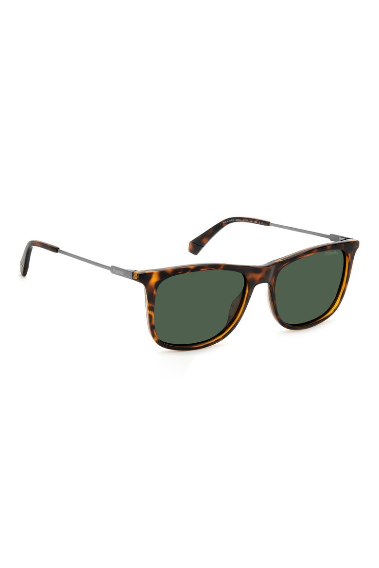 55mm Polarized Rectangular Sunglasses, Alternate, color, HAVANA/ GREEN POLARIZED